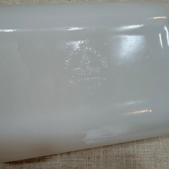 Vintage Fire-King Milk Glass Loaf Pan Starburst Atomic Blue Gold MCM Bakeware - Picture 8 of 8